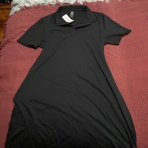 Outdoor Voices Sleek Black Birdi Polo Dress